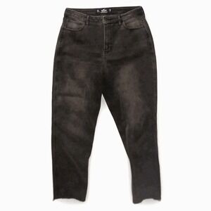 Hollister Mom Jeans Womens 11R Black High Rise Distressed Frayed Hem Denim